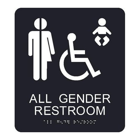 Nmc All Gender Restroom Braille Ada Sign, ADA23BK ADA23BK